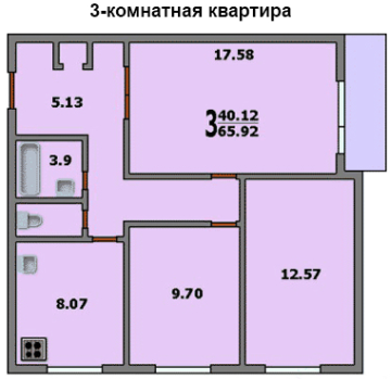 Трехкомнатная квартира в доме П-42