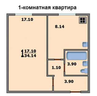 Однокомнатная квартира в доме 1605/12; 1605-9