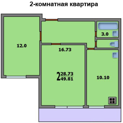 Двухкомнатная квартира в доме И-522А